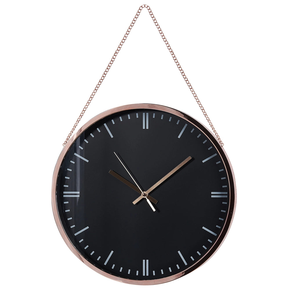 Orologio da parete nero ramato in alluminio e materiale sintetico 30 cm stile moderno
