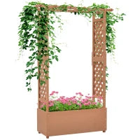 Fioriera con Grigliato, Fori di Drenaggio e Tettuccio, in Legno di Abete, 112x41x180 cm, Marrone