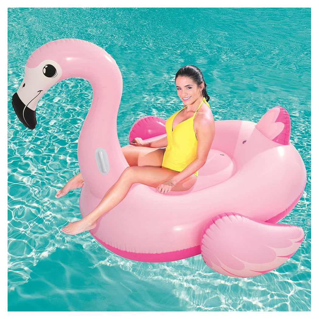 Trade Shop - Fenicottero Gonfiabile 191x178cm Cavalcabile Con Maniglie Estate Piscina Mare 016103 -