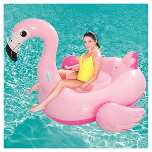 Trade Shop - Fenicottero Gonfiabile 191x178cm Cavalcabile Con Maniglie Estate Piscina Mare 016103 -