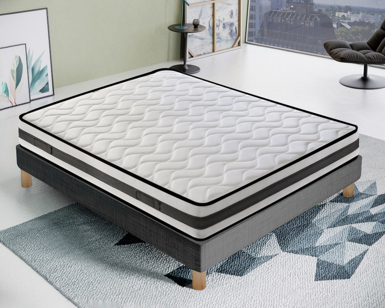 Materasso Singolo 90x200 in waterfoam - Alto 20 cm - ortopedico - lato estate/inverno - 13 Zone di Comfort - Alta traspirabilità 