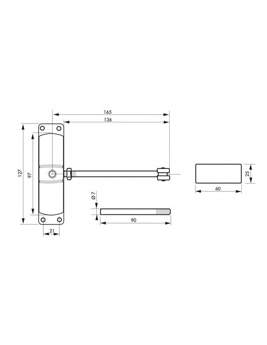 Chiudiporta spingiporta automatico a molla per porte, con scivolo, acciaio, bianco - THIRARD