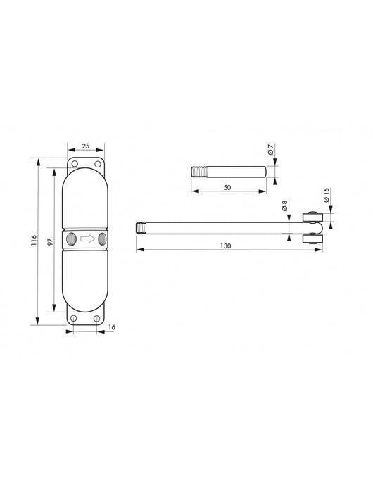Chiudiporta spingiporta automatico a molla per porte, con rotelle, acciaio, nero- THIRARD
