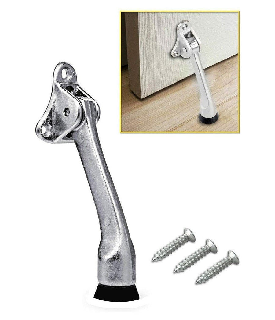 Ferma Porta In Acciaio Base Antiscivolo Blocca Porta Viti Fermaporta 125mm 91103         