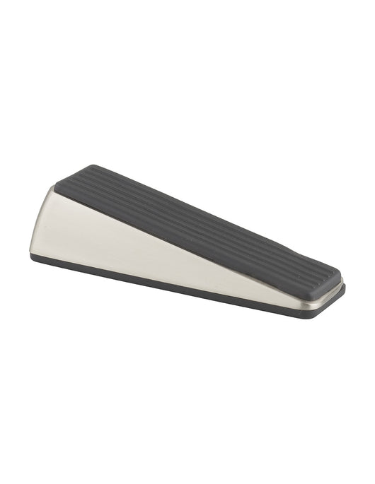 Fermaporta a cuneo metallico in nichel satinato, base antiscivolo in gomma - THIRARD