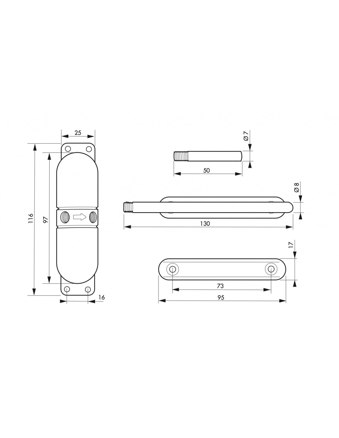 Chiudiporta spingiporta automatico a molla per porte, con scivolo, acciaio, nero- THIRARD