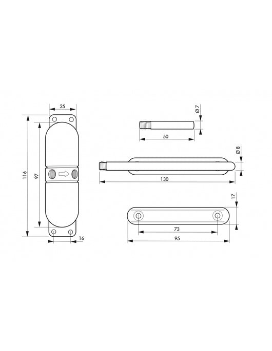 Chiudiporta spingiporta automatico a molla per porte, con scivolo, acciaio, nero- THIRARD