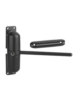 Chiudiporta spingiporta automatico a molla per porte, con scivolo, acciaio, nero- THIRARD