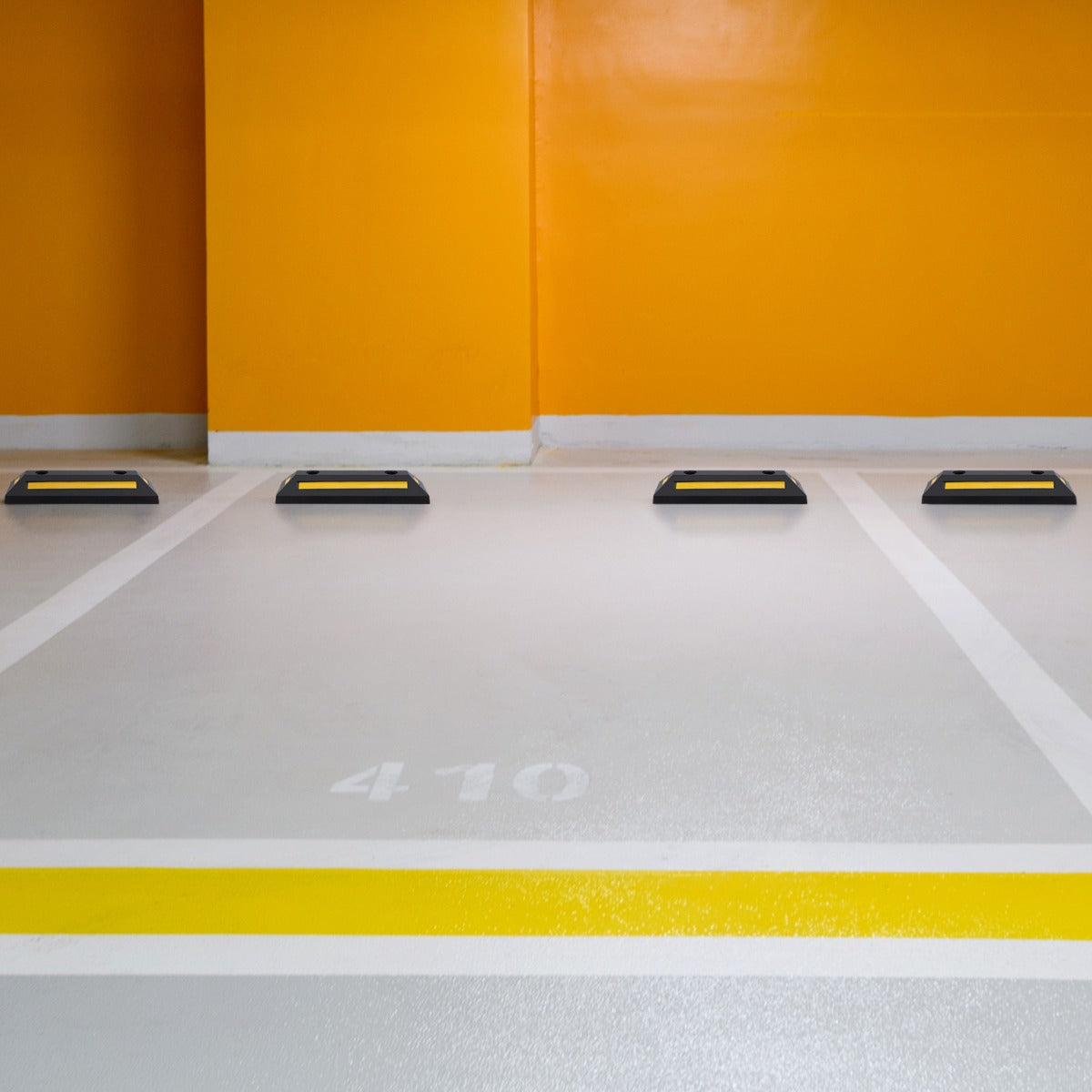 Ferma ruota per veicoli da garage, 2 Ferma ruote in gomma resistente con strisce riflettenti 54,5x16x9cm Giallo-Accessori per veicoli