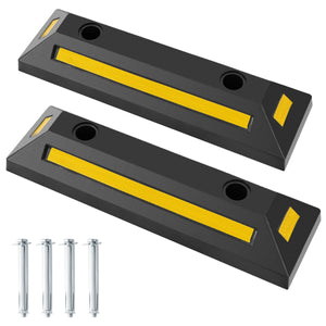 Ferma ruota per veicoli da garage, 2 Ferma ruote in gomma resistente con strisce riflettenti 54,5x16x9cm Giallo-Accessori per veicoli