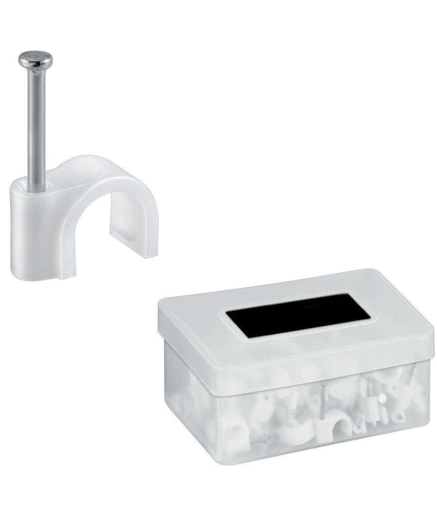 Fermacavo Ferma Cavo Graffette Da 25mm Con Chiodo Per Fissaggio A Parete Muro         