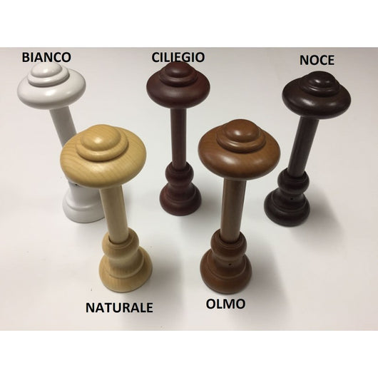 FermaTenda da Parete Colore Noce, 24cm, in Legno Massiccio e Base Metallo - Kit Montaggio Incluso