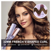 Trade Shop - Ferro Arricciacapelli Onda Francese A Doppia Canna Styler Da 32 Mm 4 Temperature -
