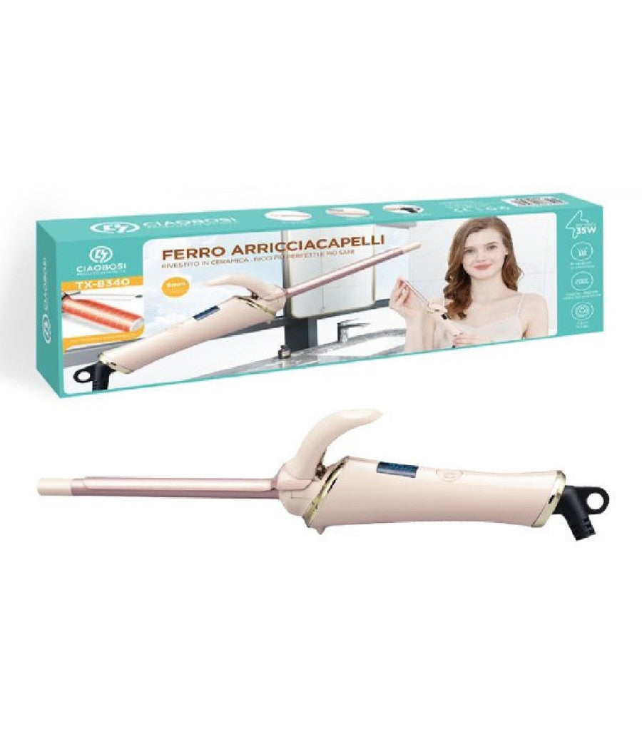 Ferro Arricciacapelli Rivestito In Ceramica Arricciatore Capelli 35w 9mm Tx-8340         