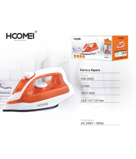 Ferro Da Stiro 1600 Watt 220ml Con Getto Vapore Verticale E Tasto Spray Hm-3820         