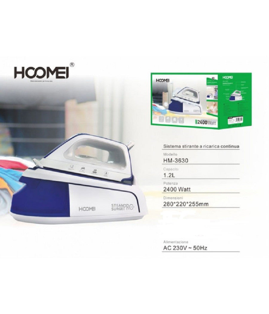 Ferro Da Stiro 2200-2400 Watt 1.2lt Sistema Stirante A Ricarica Continua Hm-3630         