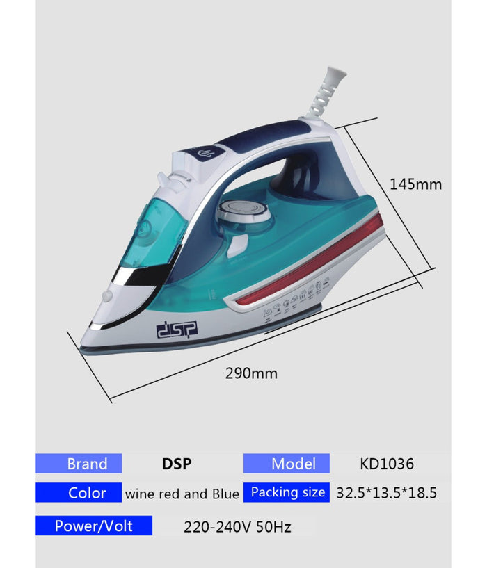 Ferro Da Stiro A Vapore 2000w Con Piastra In Ceramica Steam Iron Anticalcare         
