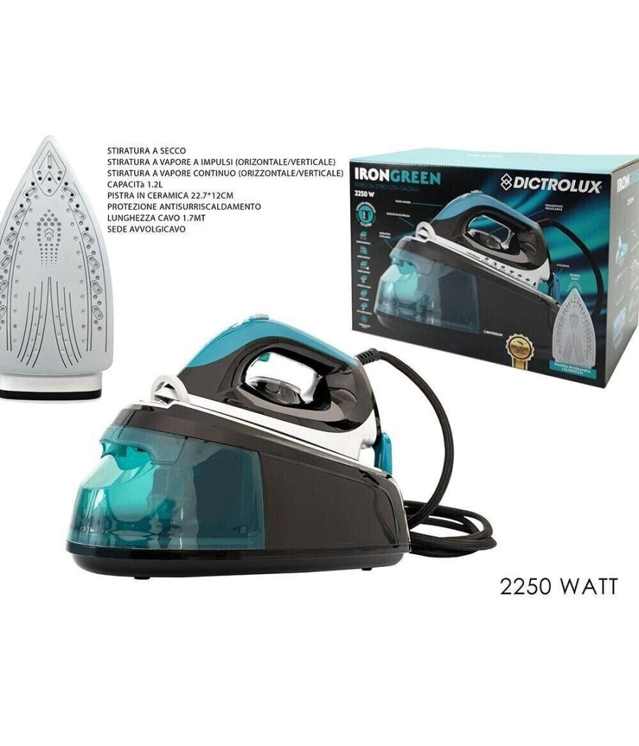 Ferro Da Stiro Con Caldaia A Vapore 2250w Piastra In Ceramica Funzione Autopulizia         