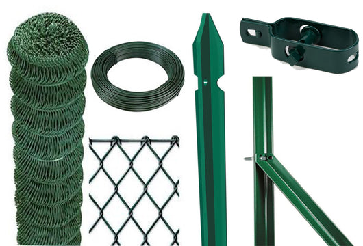 1kit composizione completa rete per recinzione da 25mt lineari con rete metallica plastificata altezza cm 125 h maglia mm 50x50 con paletti da fissare nel cemento cod:ferx.comp.06