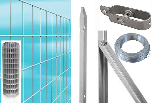 1kit recinzione completa da 25mt lineari con rete metallica zincata altezza cm 200 h maglia mm 75x50 con paletti  cod:ferx.comp.15