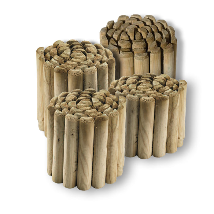 bordure per aiuole rollborder srotolabile ø 5 cm 250 x 40 h in legno di pino impregnato per fioriere giardini aiuola fiori cod:ferx.pali.23.s