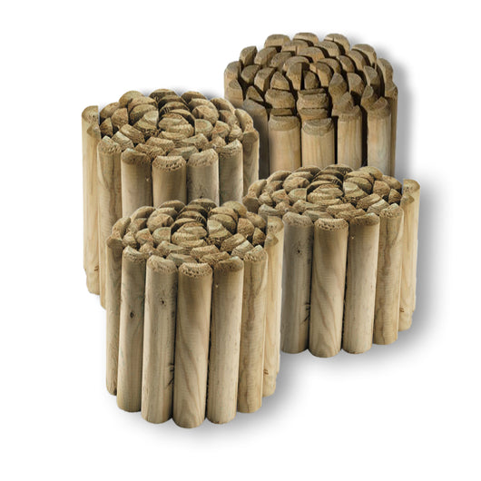 bordure per aiuole rollborder srotolabile ø 5 cm 250 x 40 h in legno di pino impregnato per fioriere giardini aiuola fiori cod:ferx.pali.23.stock.s