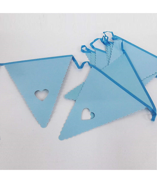 Festone Azzurro Cuore 12 Bandierine Compleanni Matrimonio Nascita Battesimo         