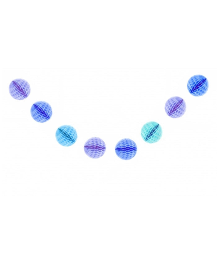 Festone Azzurro Pois 8 Sfere Sfera 12cmx2m Tondo Nido Ape Ghirlanda Compleanni         