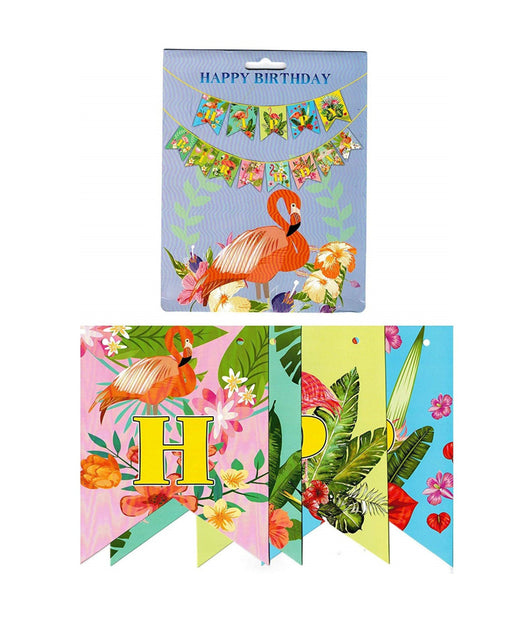 Festone Carta Scritta Happy Birthday Fenicottero Bandierine 13 Lettere Cc39742         
