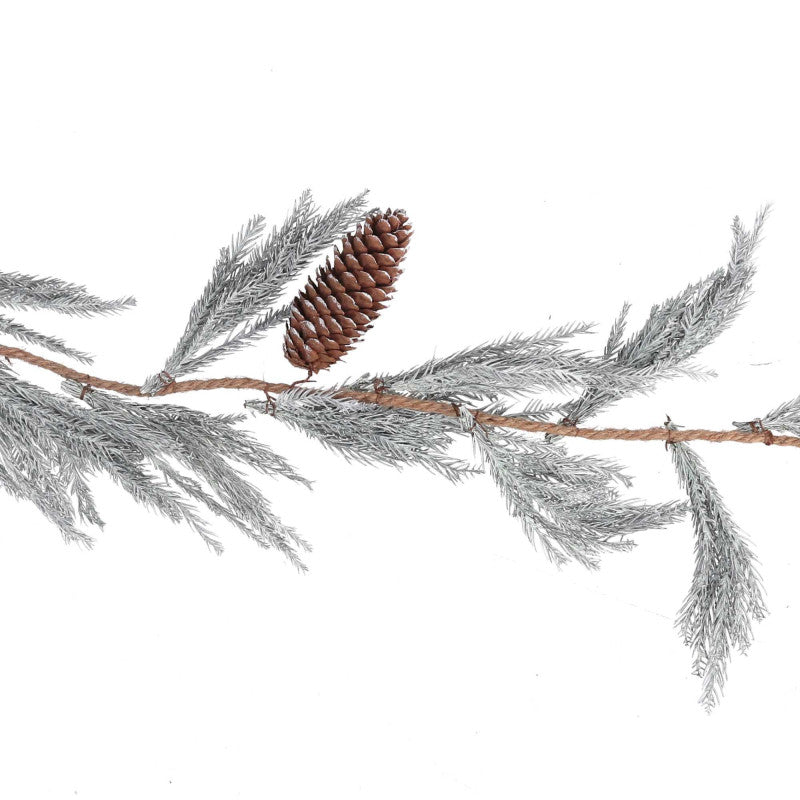 Festone innevato bianco con pigne cm 183