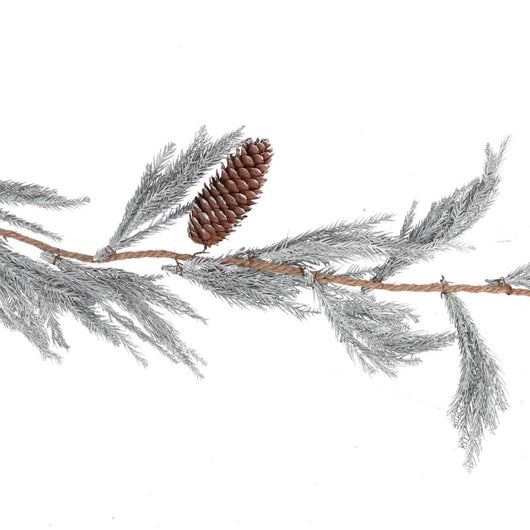 Festone innevato bianco con pigne cm 183