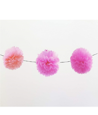 Festone Rosa 6 Pon Pon 20cmx4m Fiori Compleanni Matrimoni Nascita Battesimo Party         