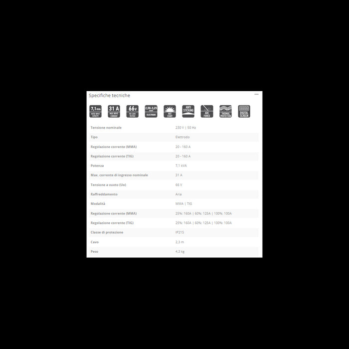 Ff-group dwm 160 plus saldatrice inverter 160a uso semi professionale