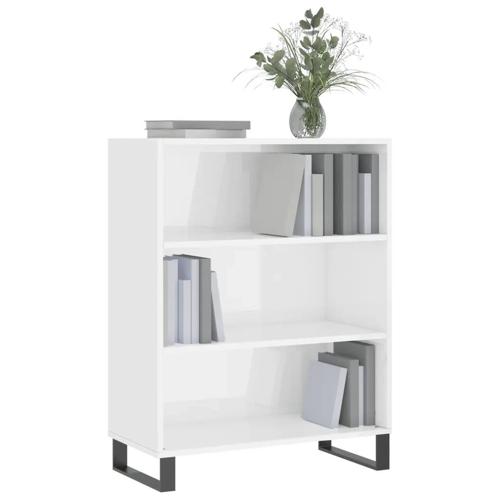 Scaffale Bianco Lucido 69,5x32,5x90 cm in Legno Multistrato 828390