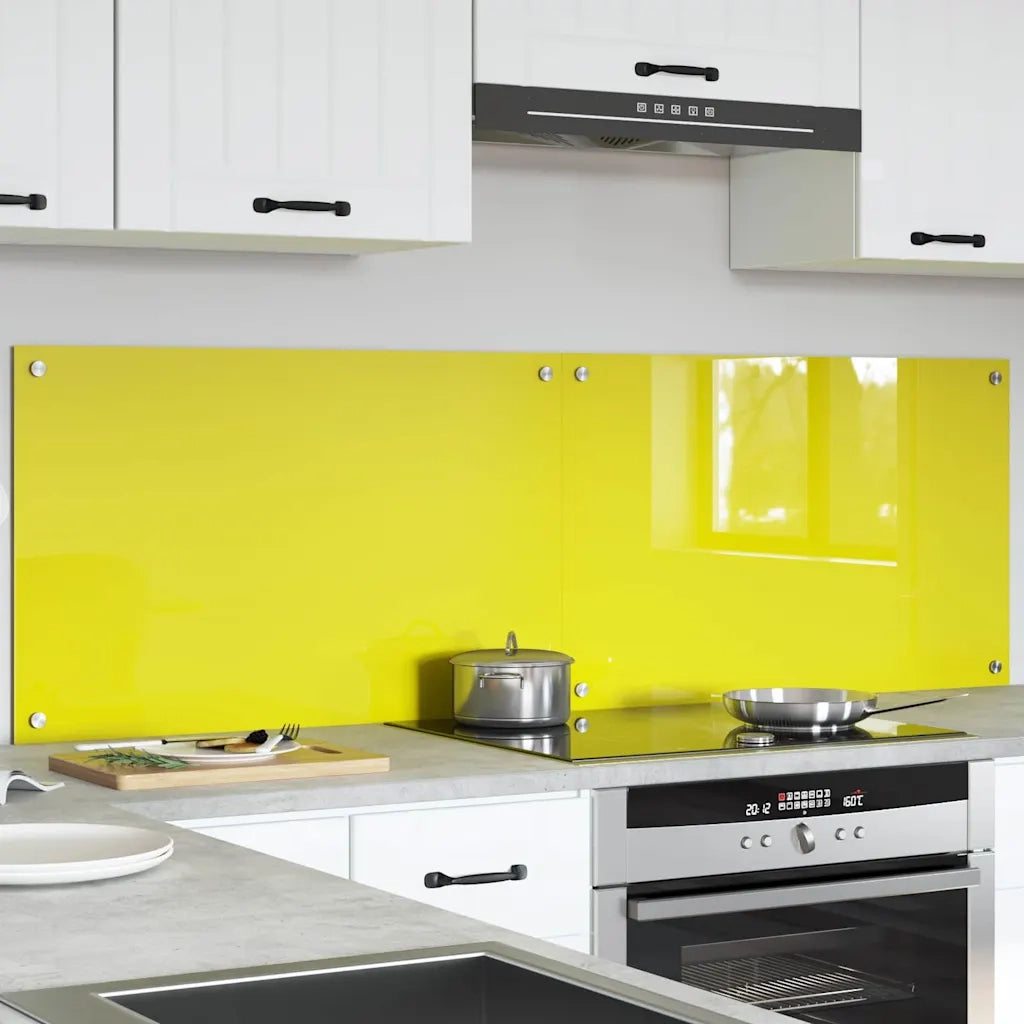 Schienale da cucina 2 pcs Giallo 80 x 50 cm vetro temperato 3415474