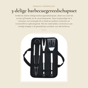 Kit di barbecue 3 pezzi - Acciaio inossidabile - Tasca portatile - Utilizzo sicuro - Facile da pulire - Manubrio antiscivolo - Set di barbecue