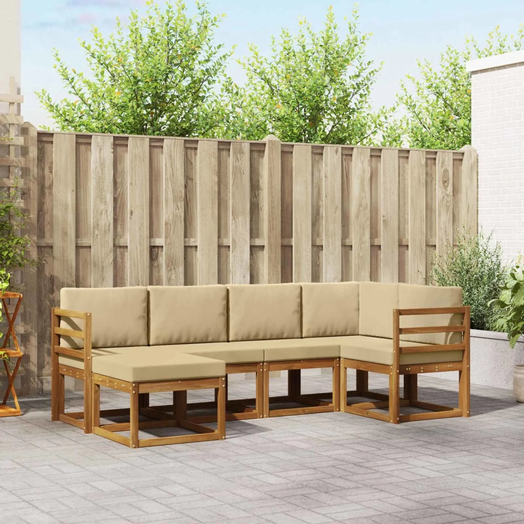 Set di divani da esterno con cuscino 6 pcs Naturale e Beige 3366626