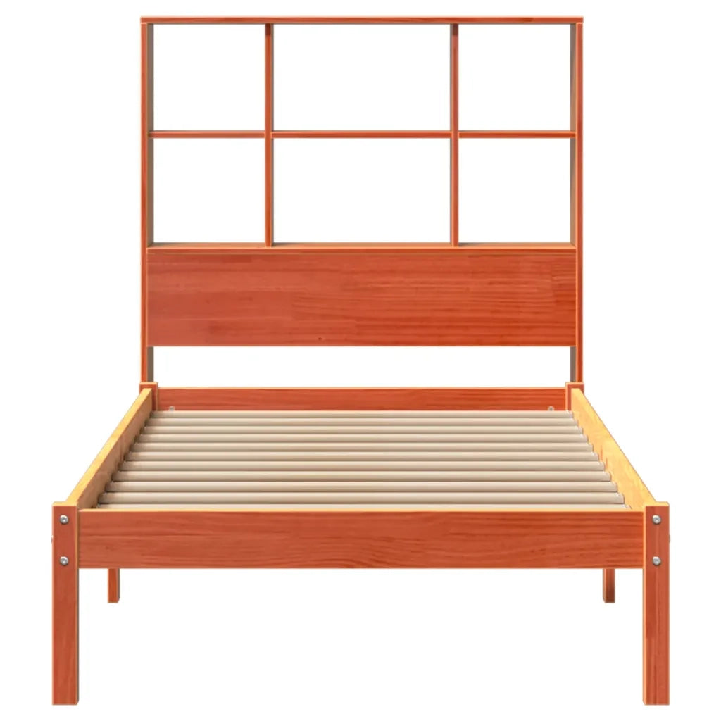 Letto Libreria senza Materasso Marrone Cera 75x190 cm in Pino