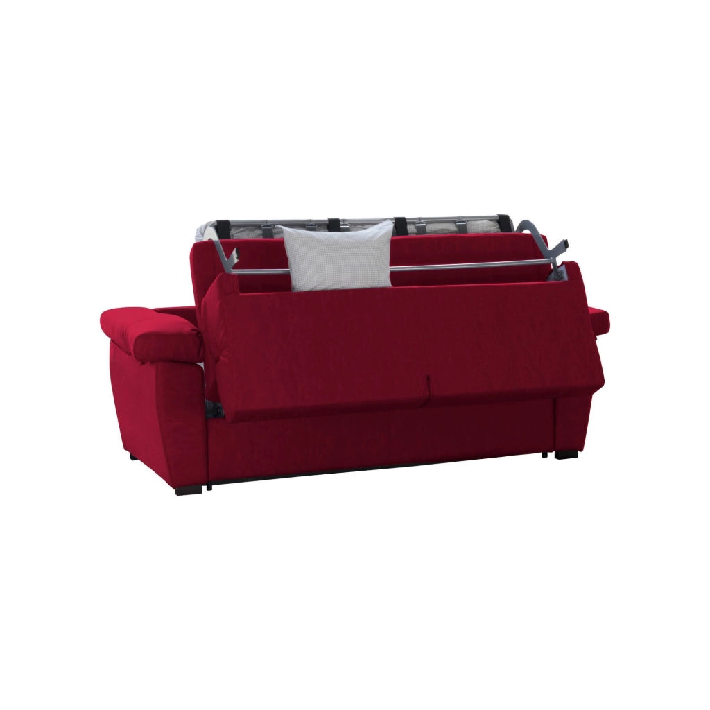 Trino, Divano Letto 3 Posti Sfoderabile Made in Italy, 225x95 cm Rosso