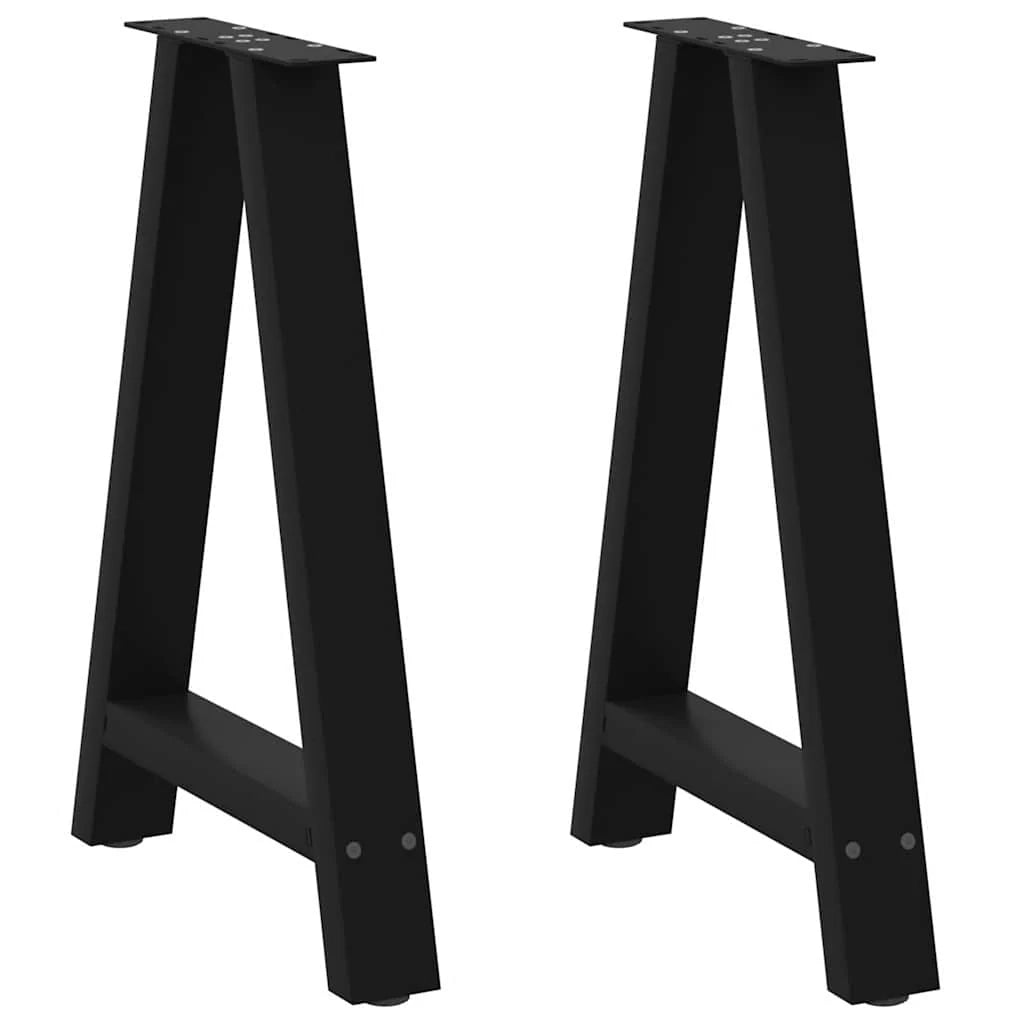 Set di 2 gambe per tavolo da pranzo a forma di A 60 x 72-73 cm con piedini regolabili design moderno acciaio nero 02_0057126