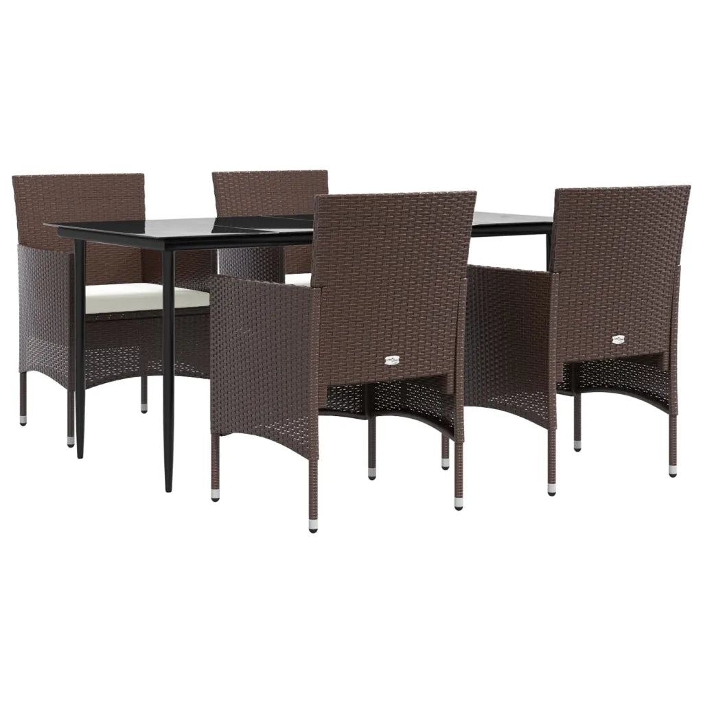Set da Pranzo da Giardino 5 pz con Cuscini Marrone e Nero cod mxl 35464
