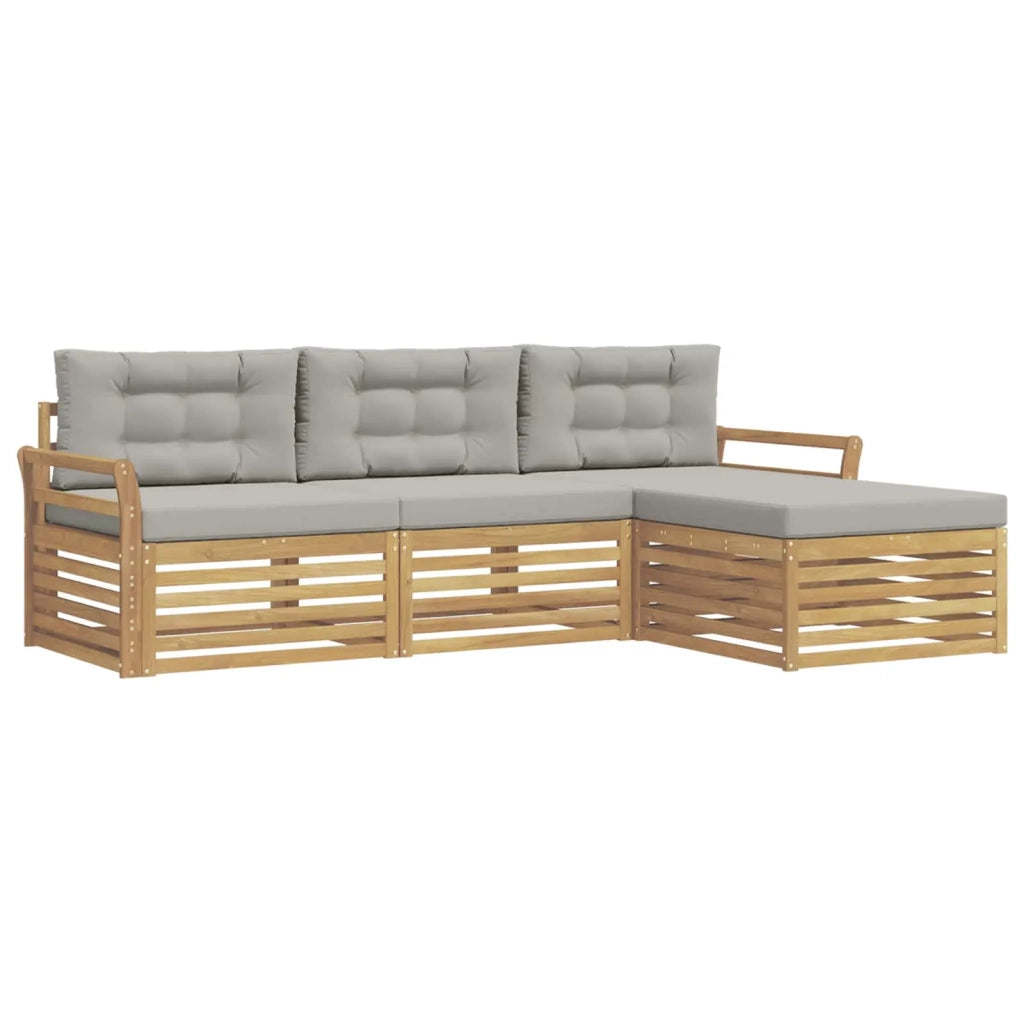 Set di divani da esterno 4 pz Bianco e Grigio Chiaro 3390286