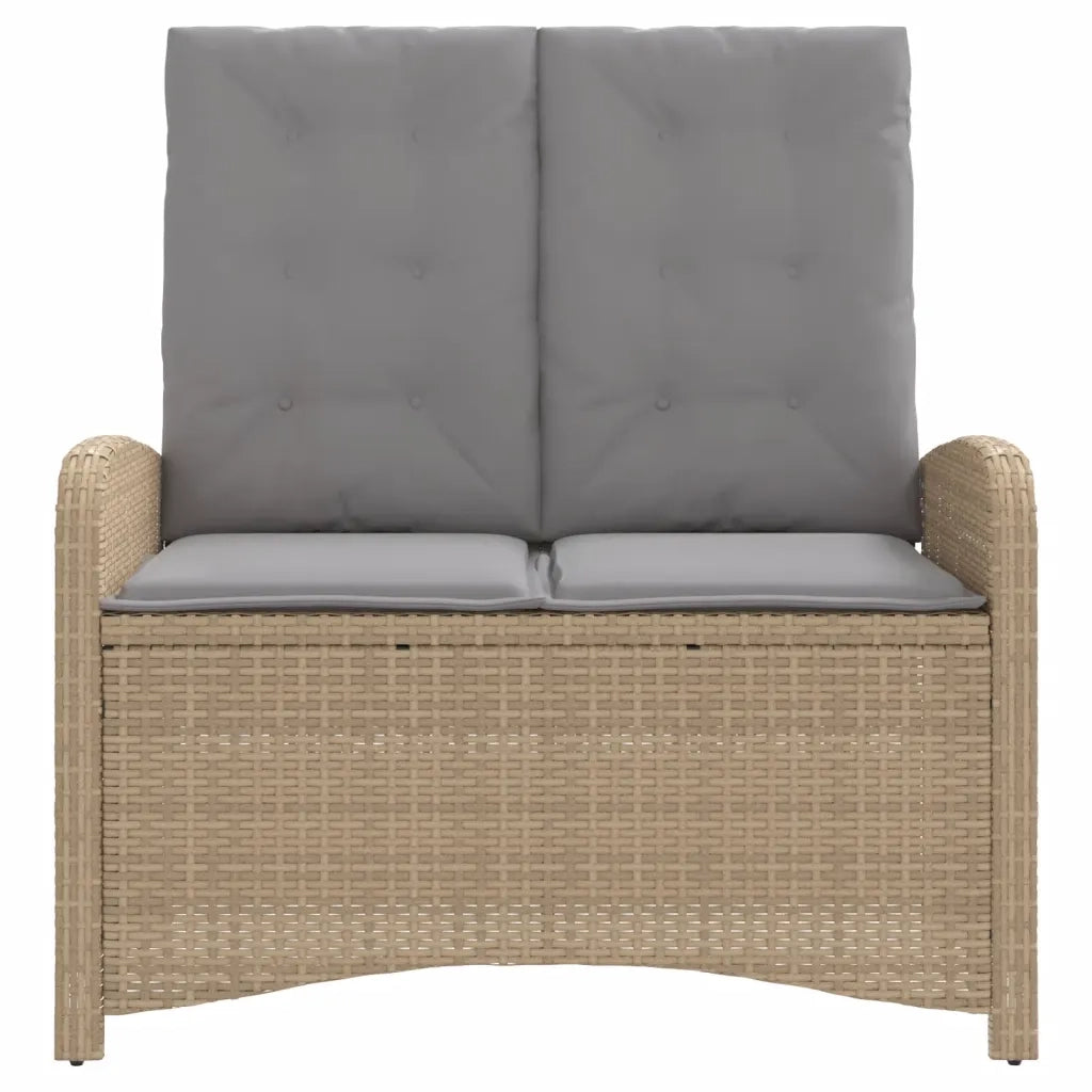 Panca Reclinabile da Giardino con Cuscini-Sgabello-Sedia da esterno Beige in Polyrattan 123515