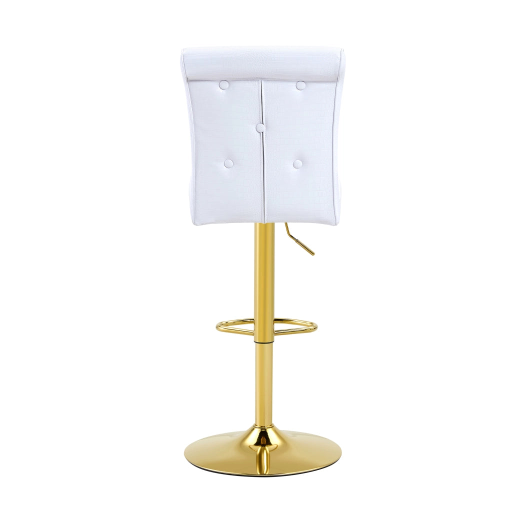 Sedie da pranzo e bar in PVC, 4 pezzi con motivo effetto coccodrillo e dettagli in cristallo, bianche