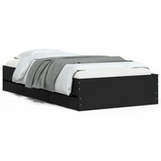 Letto singolo | Letto per adulti | Giroletto con Cassetti Nero 100x200 cm in Legno Multistrato