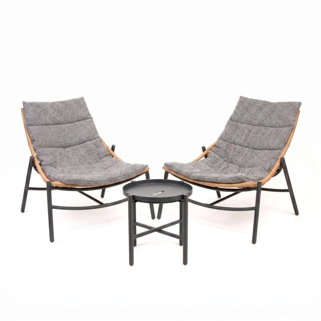 Marvin Set Salotto da Giardino 2 Posti in Polyrattan con Cuscini e Tavolino, Arredo Esterno per Terrazzo Balcone Veranda