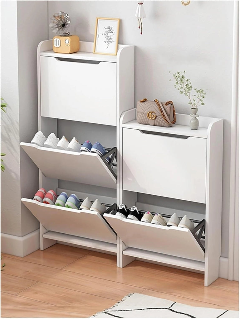 scarpiera Secchio ribaltabile per scarpiera - Scarpiera moderna con 3 cassetti ribaltabili per camera da letto, soggiorno - Design sottile e indipendente per ingresso (Colore: Noce, Dimensioni: B