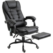 Sedia da ufficio massaggiante girevole con poggiapiedi integrato, 67 x 79 x 111-121 cm, nero