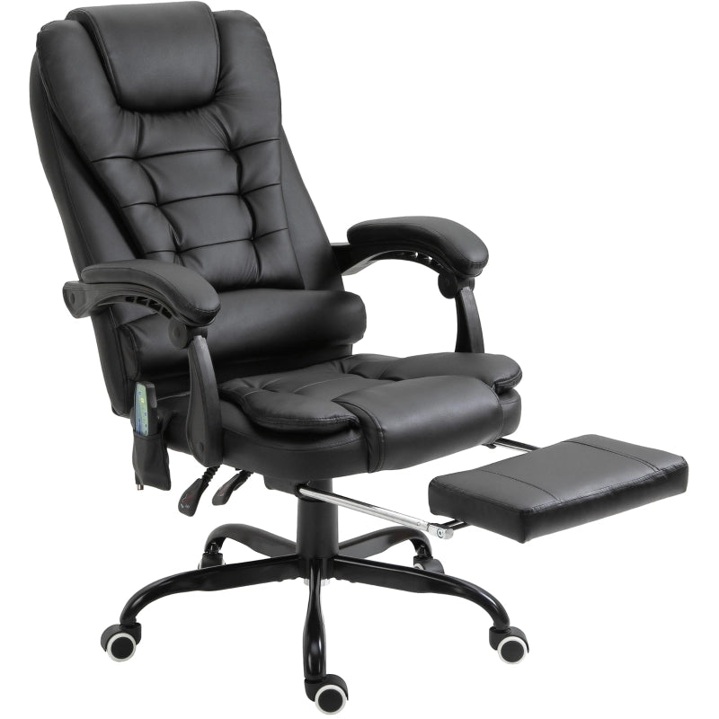 Sedia da ufficio massaggiante girevole con poggiapiedi integrato, 67 x 79 x 111-121 cm, nero