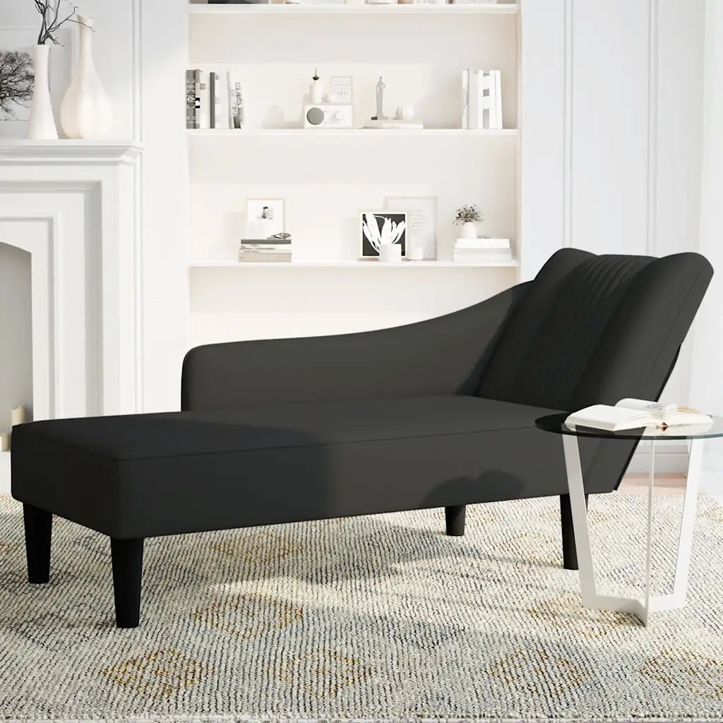 Sdraio con Bracciolo Destro in Velluto Nero CFW6053858